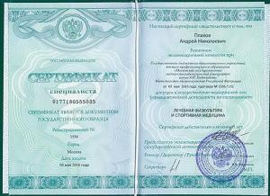 Плахов Андрей Николаевич, диплом/сертифкат 1