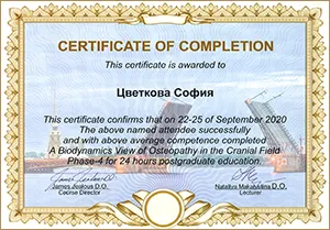 Диплом/сертифкат 9 Цветкова София Альтафовна, диплом/сертифкат 9