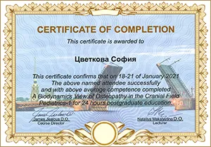 Диплом/сертифкат 10 Цветкова София Альтафовна, диплом/сертифкат 10