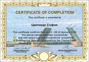 Диплом/сертифкат 16 Цветкова София Альтафовна, диплом/сертифкат 16