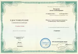 Диплом/сертифкат 9 Ноздрачев Антон Александрович, диплом/сертифкат 9